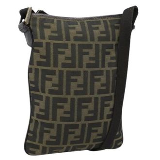 Fendi Pre-owned Cross Body Bags, female, Brown, Size: ONE SIZE Pre-owned Zucca Canvas Shoulder Bag