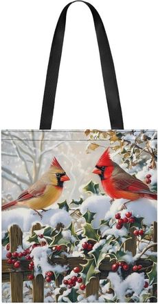 Generic Bird Snowy Red Cardinal Tote Bag for Women Men Shoulder Bags Purses Pouch Handbags