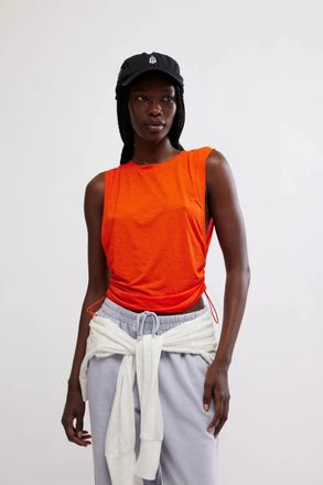 Free People Sport Mode Top Womens Orange Stretch Ruched Cropped Boho GBO1796