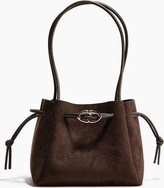 H&M Drawstring-detail Shoulder Bag in Dark Brown at Nordstrom