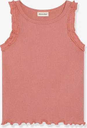 Minymo Ripp-Top mit R&uuml;schen M&auml;dchen MINYMO pfirsichrosa