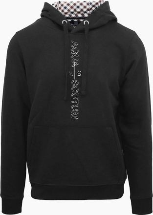 Aquascutum Mens Lacoste Lettering Hooded Neck Long Sleeve Sweatshirt - Black - Size: 2X large