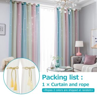 Infinite Cortina De Dormitorio &Uacute;nica De Doble Capa Con Estampado De Estrellas Degradadas, Dise&ntilde;o Sencillo De Calado, Opaca, Protecci&oacute;n Solar, Poli&eacute;ster, Varios