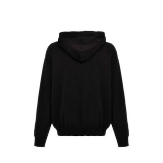 Moschino Logo-Embroidered Cotton Hoodie - Black