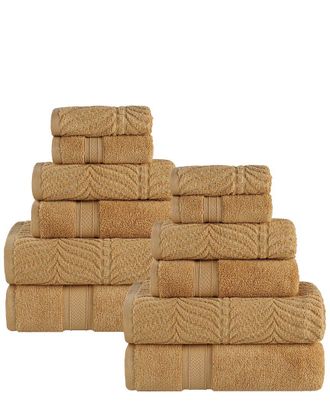 Superior Zero Twist Cotton Elegant Chevron Soft Absorbent 12Pc Assorted Towel Set