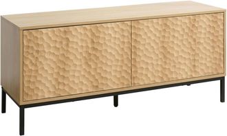 Oviala Mueble de TV rectangular con 2 puertas, L120 cm, madera clara