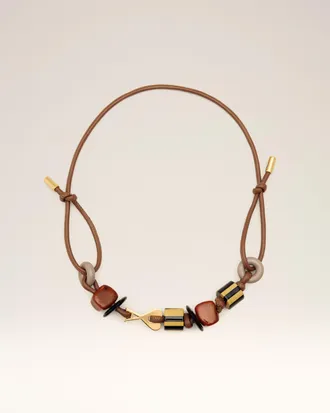 Ami Brown Leather Ami De Coeur Pearls Necklace Multicolor - OS - Unisex
