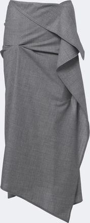 Victoria Beckham Asymmetric draped wool midi skirt