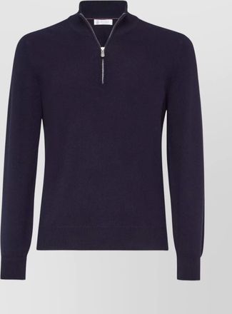 Brunello Cucinelli cashmere ribbed high-neck half-zip jumper