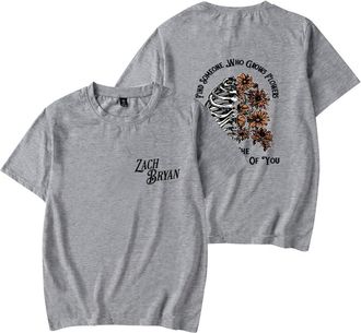 Generic Zach Bryan American Heartbreak T-Shirt Unisex, 2D Printed Loose Tee for Men Women, Country Music Shirt for Festivals and Gifts (Gray,M)