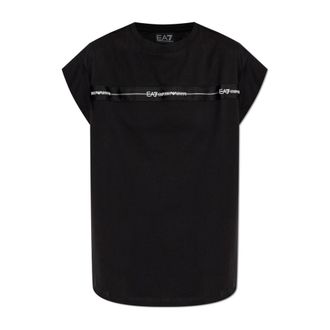 Emporio Armani T-Shirts, female, Black, Size: XS Logo Series Cotton Jersey T-Shirt