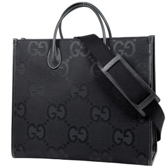 Gucci Black Gg Canvas Leather Tote Bag (Pre-Owned)