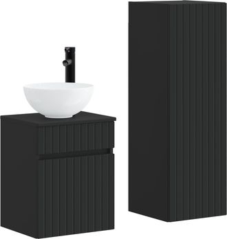 vidaXL Juego De Muebles De Ba&ntilde;o 2 Uds. Negro 33 X 34,5 X 100 Cm Vidaxl