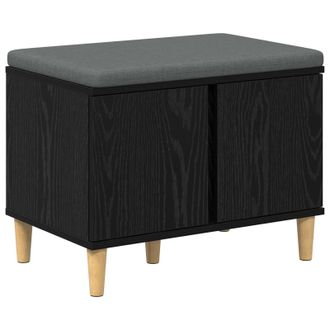 vidaXL Banco De Entrada Con Coj&iacute;n Roble Negro 60 X 38 X 46 Cm Vidaxl