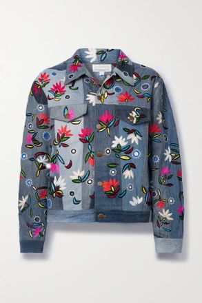 Ashish Giacca In Denim Patchwork Con Ricami E Decorazioni - Blu