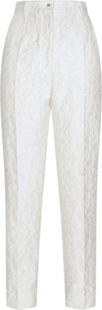 Dolce & Gabbana embroidered cigarette trousers - women - Polyester/Silk/Nylon - 38 - White