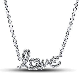 Pandora Sparkling Handwritten Love Collier Necklace