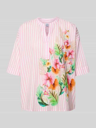 Emily van den Bergh Relaxed Fit Bluse mit Motiv-Print und Tunikakragen in Hellrosa, Gr&ouml;&szlig;e 36