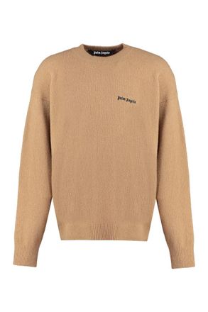 Palm Angels Light Brown Logo Crew Neck Sweater