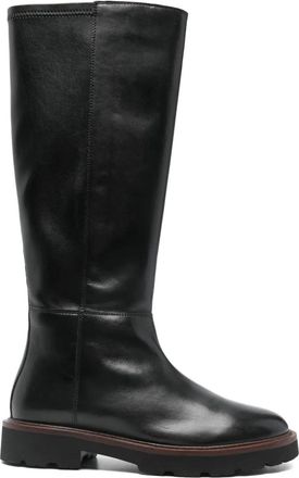 Geox zip leather boots - women - Leather/Polyurethane/Fabric/Calf Leather/Polyurethane/Rubber - 38 - Black