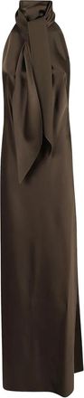 Ralph Lauren Chilton Mouwloze Avondjurk - Dames - Avondkleed - Bruin - 2XS - Satijn - Kleedjes