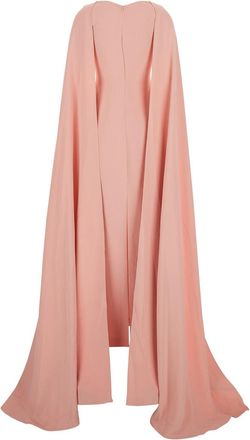 Solace London Womens Pink Long Dress With V Neck And Slit Polyester