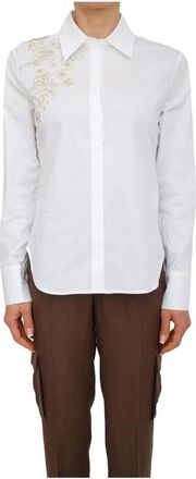 Blugirl Camicia Reg Pop Str c/Patch - Dames - Overhemden - Wit - S - Katoen - Overhemden