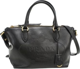 Prada Pre-owned Handbags, female, Black, Size: ONE SIZE Pre-owned Vintage Leather Handbag