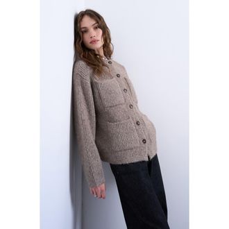 Topshop Double Pocket Cardigan in Stone at Nordstrom Rack, Size X-Small