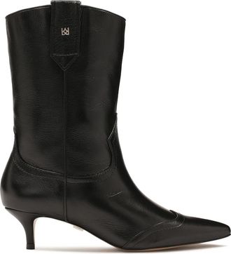 Kazar Zwarte laarzen met afgeronde bovenkant in cowboy-stijl - Dames - Cowboylaarzen - Zwart - 36 EU - Leer - Schoenen