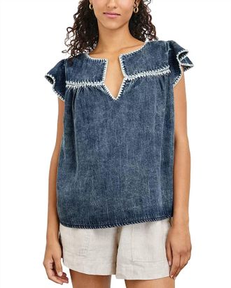 Rails Tafia Relaxed Fit Cap Sleeve Top In Classic Blue