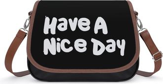 Generic Have A Nice Day Crossbody Bag Womens Handbag PU Message Bags Shoulder Purse with Adjustable Strap