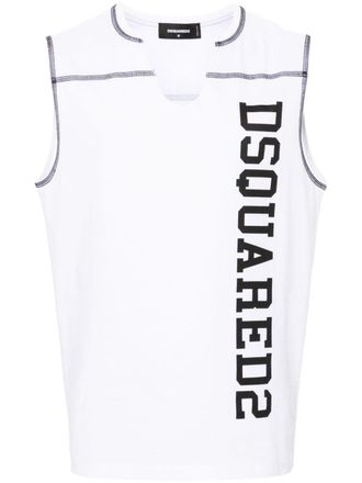 Dsquared2 logo-print cotton tank top - men - Cotton - S - White
