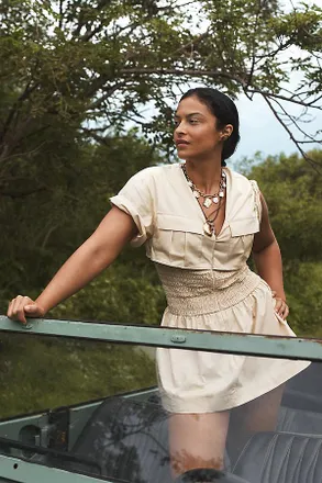 Mare Mare Utility Short-Sleeve Mini Shirt Dress