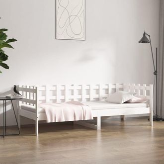 vidaXL Sof&aacute; Cama Sin Colch&oacute;n Madera Maciza De Pino Blanco 90x190 Cm Vidaxl