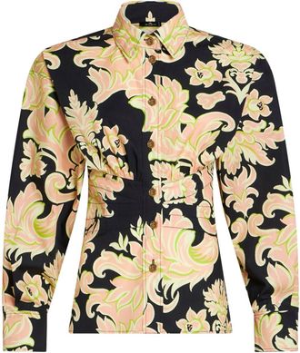 Etro Venus-print cotton shirt - women - Cotton - 42 - Black