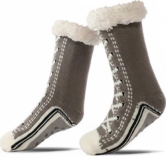 Generic Ultra-thick Cute Slipper Home Socks, Fleece Lined Non Slip Home Socks, Thick Cozy Indoor Warm Fuzzy Socks (Gray, UK, Adult, Women, 3, Numeric Range, U