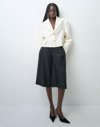 Asos blazer sartoriale corto oversize monopetto color crema-Bianco