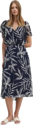 DKNY Midi jurk met bladerprint - Dames - Casual kleedjes - Veelkleurig - 2XS - Polyester - Kleedjes