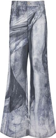 Balmain graphic-print wide-leg jeans - men - Cotton - 29 - Blue