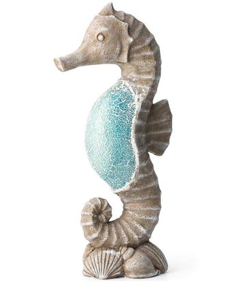 Glitzhome Handmade Marine Faux Granite & Mosaic Sea Horse