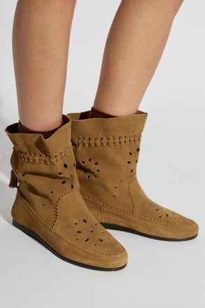 Isabel Marant Leather Ankle Boots Woosta, Womens, Brown