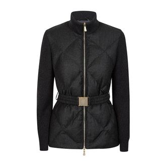Eleventy Jassen, Dames, Zwart, S, Wol, Giubbino Cintura Bimaterico