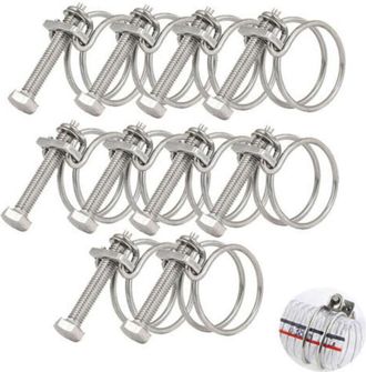 OEM Paquete De 10 Abrazaderas De Manguera De Doble Alambre, 36-40 Mm, Acero Inoxidable 201, Abrazadera Universal Para Tuber&iacute;as De Fontaner&iacute;a, Anillo De Tu