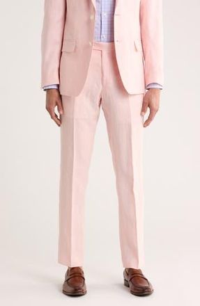 Tommy Hilfiger Flat Front Linen Trousers in Pink Plain at Nordstrom Rack, Size 34 X 34