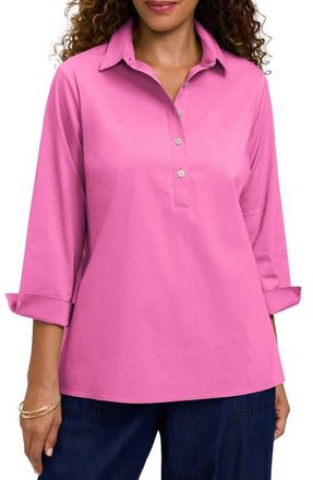 Foxcroft Therese Button Back Popover Shirt in Guava Pink at Nordstrom, Size Small