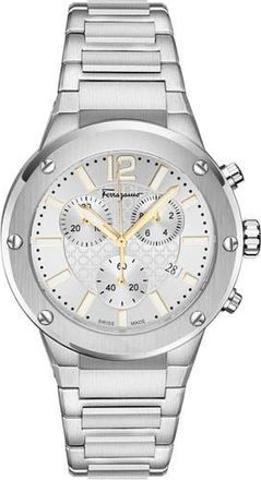 Ferragamo Guilloche Quartz Bracelet Watch, 42mm in Stainless Steel at Nordstrom Rack