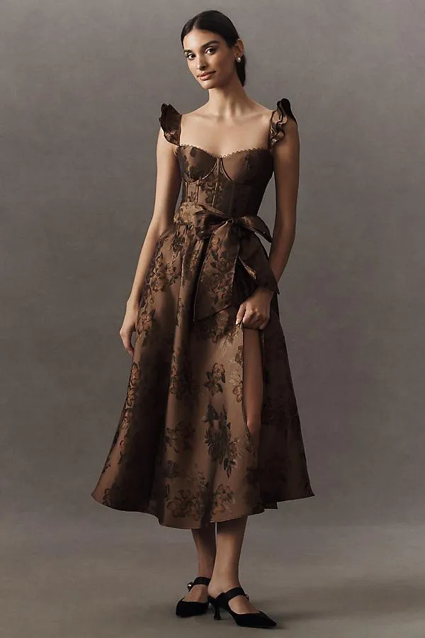V. Chapman June Corset Jacquard Front-Slit Gown from $349.95 - on Stylight