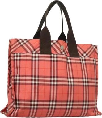 Burberry Pre-owned Tote Bags, female, Pink, Size: ONE SIZE Pre-owned Nylon Tote Bag