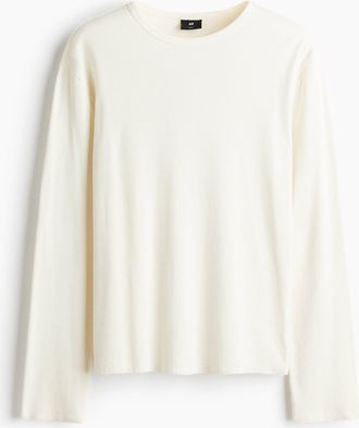 H&M Geripptes Shirt in Slim Fit - White